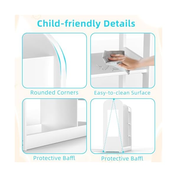 Glaf kids dress up storage with full length mirror kids armoire wardrobe closet with 3 tier shelve clothes rack and bottom tray opening hanging baby wardrobe closet for nursery kids room white  urban country home decor