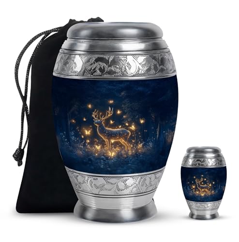 Image of Deer Urn Tiny Funeral Urn for Ashes for Women 1 Large & 1 Small | Small Cremation Urns for Men, Large Memorial Urn