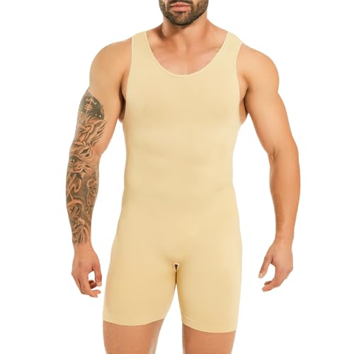 Kitfore Herren Shapewear Bodysuit Ganzkörper Shaper Seamless Bauchweg Kompressions Shirt Body Shaper Unterhemd mit Bein Shorts