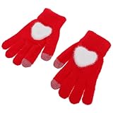 YARNOW Warme Damen Handschuhe mit Herzmuster Gestrickt Winddicht Volle Finger Touchscreen funktion Weiches Fleece Gefüttert Modisch und Komfortabel für Kalte Wintertage