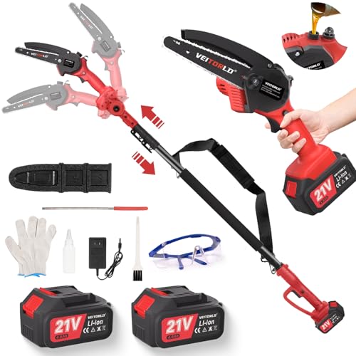 Veitorld Akku Kettensäge Teleskop, 6 Zoll Mini Kettensäge mit...