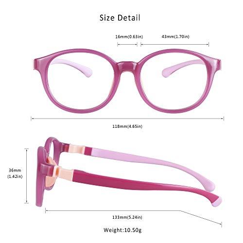 Image of LifeArt Kid Blue Light Blocking Glasses, Filter 85% of Harmful Blue Light, Anti Eyestrain and Blurry, Computer Glasses, Cut UV400 Anti Glare(Purple)