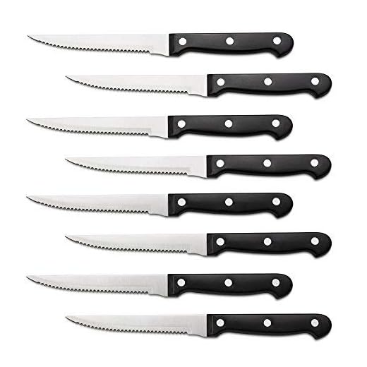 8 Triple Rivet 4.5" Steak Knife Set, Black