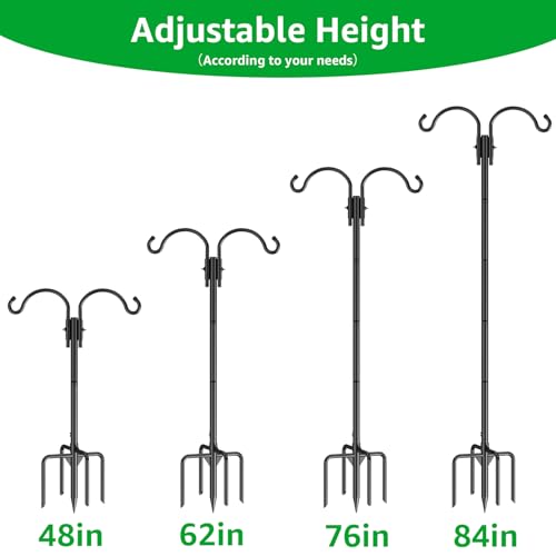 Image of GOFORWILD 1 Pack Adjustable 84inch Double Shepherds Hook for Outdoor