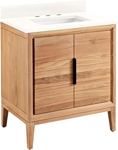 Signature Hardware 459158 Aliso 30" Free Standing Single Vanity Cabinet Set with Wood Cabinet, Vanity Top and Rectangular Undermount Sink - 8" Faucet Holes