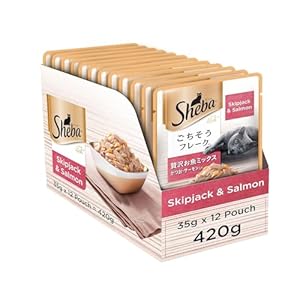 Sheba Premium Wet Cat Food Food, Fish Mix (Skipjack & Salmon), 12 Pouches (12 X 35G), Adult, 1 Count
