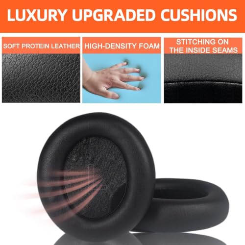 Almohadillas de repuesto Q30 para auriculares Anker Soundcore Life Q30/Q35, cubiertas de cojín para oídos con cuero proteico suave, aislamiento de ruido, negro miniatura 4