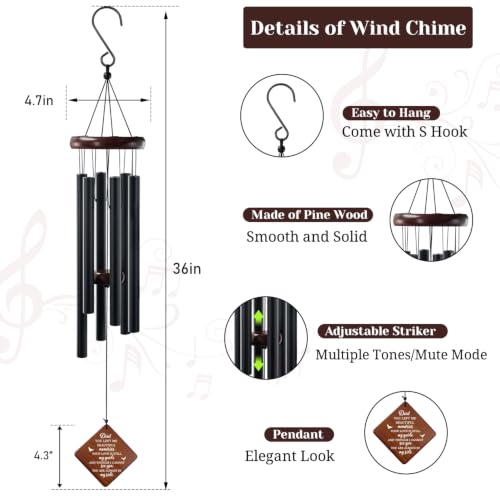Image of Memorial Sympathy Gifts for Loss of Dad, 36 inch Memorial Wind Chimes for Loss of Father Sympathy Gift, Bereavement Gifts for Loss of Father, Windchimes in Memory of Dad, for Garden, Patio Decoration