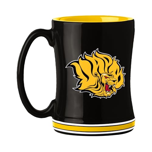 Logo Brands NCAA University of Arkansas at Pine Bluff 14oz Relief Mug Officially Licensed | Ceramic Coffee Mug | 14 Fluid Ounces | Tonal Design