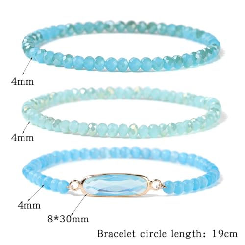 Pulseras de cuentas azules con barra rectangular moderna para mujer 2