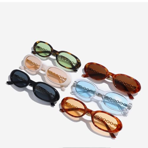 Lunettes de soleil ovales rétro légères contre l'éblouissement motif léopard