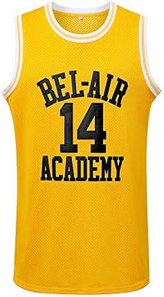Generies #14 The Fresh Prince of Bel Air Academy Men Basketball Jersey, Yellow S