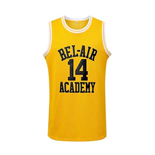 Generies #14 The Fresh Prince of Bel Air Academy Men Basketball Jersey, Yellow XXL