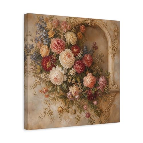 Decoration murale fleurie vintage 40x40cm pour grand mur de salon