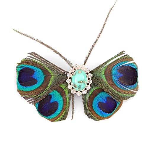 Fashey 1920S Flapper Headpiece Gatsby Headpiece Peacock Feather Headpiece Roaring 20S Headband Butterfly Feather Hair Clips Rhinestone Headpiece Green Feather Barrette Hair Accessories For Women And Girls #TOP9