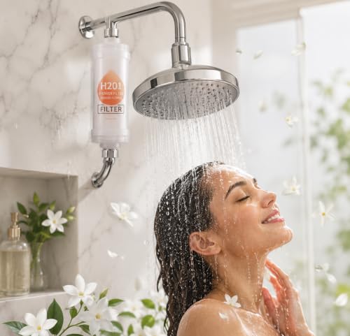 Image of Grofilo Vitamin Shower Filter (Jasmine) | Made in South Korea | Vitamin C & Glycerin Enriched | Hard Water Shower Filter | Removes Chlorine, Rust & Sediment | Soft Skin & Smooth Hair
