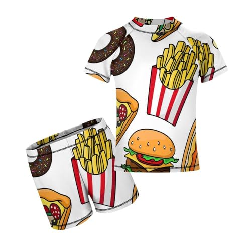 Cheeseburgers Hot Dogs PizzaChildren's Swimsuits Boys Two Piece Suit10-12Y（150cm）