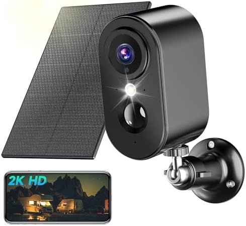 2K Cámara Vigilancia WiFi Exterior Solar, Camaras de Vigilancia s...
