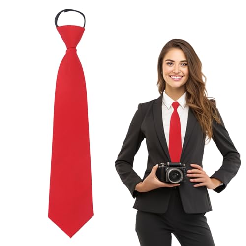 Luckyvestir Ties for Women Girls Womens Tie Adjustable Womens Red Neck Tie Pre-tied Zipper Tie for Uniforms Graduation