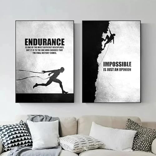 Décoration de salle de sport moderne avec affiches murales escalade et running sans cadre