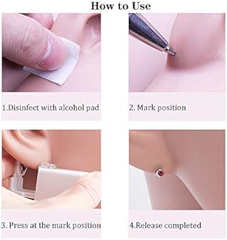 2 Pack Ear Piercing Kit, Anzero Disposable Sterile Ear Piercing Kit Painless Ear Piercing Gun Tool with 5mm Earring Studs