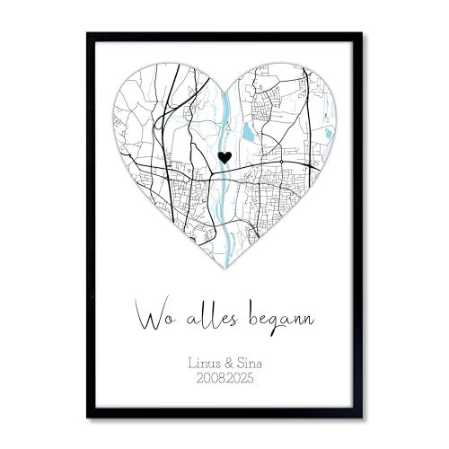 Mountiki Personalisierte Landkarte Wo Alles Begann Bild | Poster Koordinaten Geschenk Zum Valentinstag Jahrestag Hochzeitstag | Geschenke Für Sie & Ihn