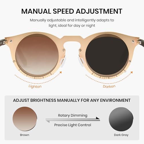 Cyxus Adjustable Tint Sunglasses 1-17 Gears Rounded Polarized Glasses Lenses Advanced ND Filter Lens Technology P1317 (Matte Gold Frame Teal Lens)4