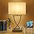 OYedis 3-Way Dimmable Touch Control Medium Table Lamp with Type C/USB Charging Port and 1 AC Outlet White Shade 21.38" Bedside Nightstand Lamp for Bedroom Living Room Office and Hotel Bulb Included