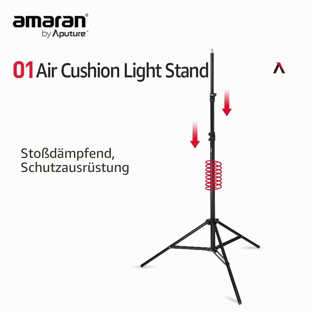 Aputure Light Stand Dreibeinstativ mit Luftpolster, 2,8 m, leichtes Aluminium-Design