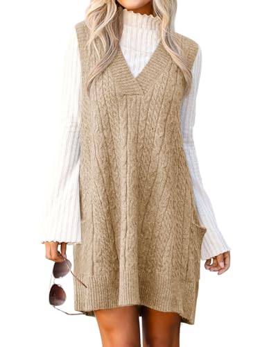 Cicy Bell Womens Oversized Sweater Vest Dress V...