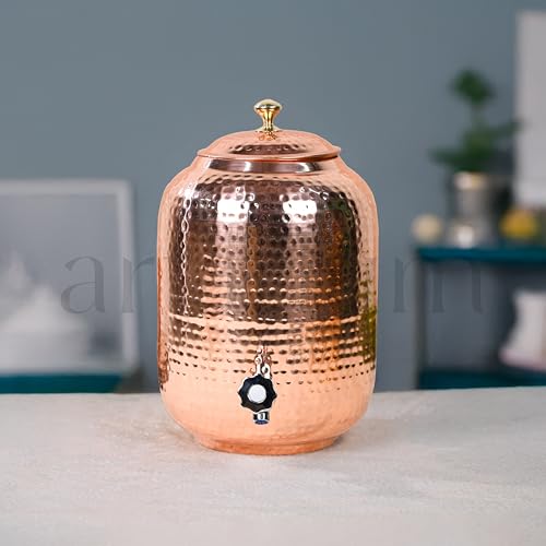 Image of Artarium 100% Pure Copper Dispenser 8 Liter Pure Copper Water Dispenser Matka Vessels Container Pot with Ayurvedic Health Benefits (Copper Water Dispenser 8 Liter)