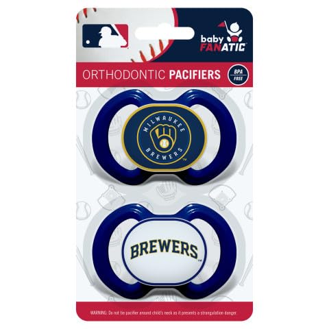 BabyFanatic Pacifier 2-Pack - MLB Milwaukee Brewers - Officially Licensed League Gear