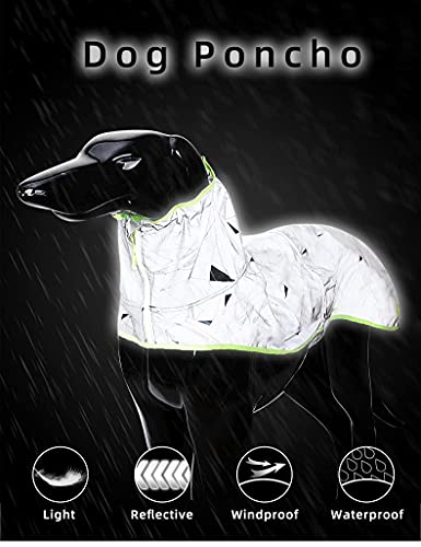 Yealay Large Dog Raincoat Reflective Dog Jacket Waterproof Dog Poncho For Medium Large Dogs Adjustable Tape Dog Slicker Stylish Lightweight Pet Rain Jacket Outdoor Use #TOP5