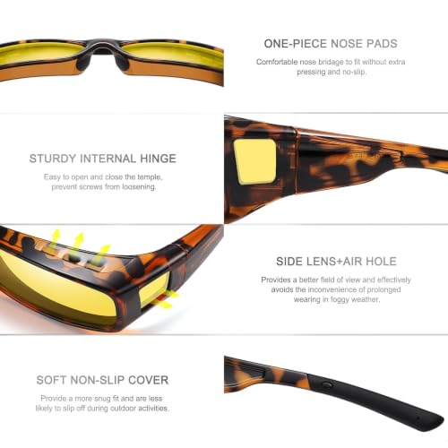 Image of HAOLOTA Night Vision Driving Over Glasses, Polarized Nighttime Glasses Men Women Anti Glare Yellow Tinted Lens
