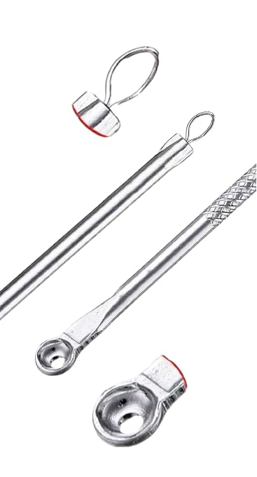 Image of Stainless Steel Blackhead Pimple Remover Tool Set of 2 AND 1 Facial Hair Band and 1 sponge Professional salon home tools