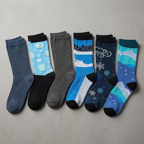 Image of Tipi Toe Women's 6-Pack Funky Crew Socks | Colorful Fun Patterned Novelty Dress Socks, Sizes 9-13