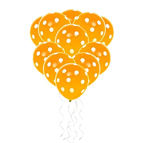 Image of RasuDecor 10 Pieces 12 inch Polka Dot Latex Balloon Orange and White Dot Colorful Balloons, 12 Inch Latex Polka Dots Balloons for Kids Women Men Birthday Easter Engagement Wedding, Halloween Party Supplies Decor #RasuImpex (10Pcs 12 inchPolkaDotOrangeWhite)