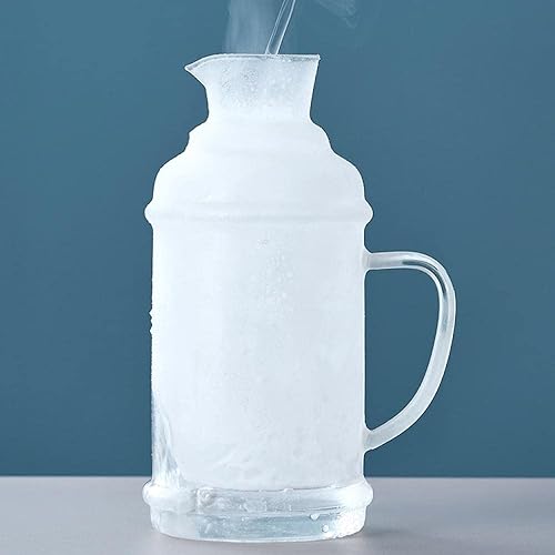 Miniatura 4 de Sizikato Jarra de agua clásica de vidrio transparente de 36 onzas con vaso de cristal.