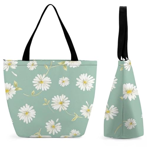 Sac de shopping pour voyage et grand sac à main pour femme Fleur Blanche