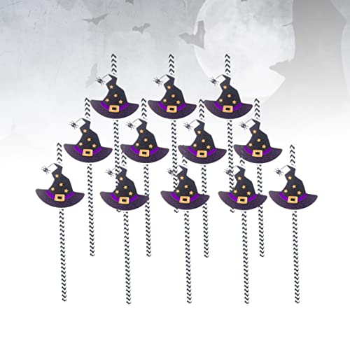 Bestoyard 24 Pcs Halloween Party Paper Party Straws Halloween Paper Straws Decorative Drinking Straws Straws Witch Hat #TOP2
