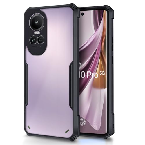 Image of Outlouders Back Cover for Oppo Reno 10 Pro 5G | Ultra Hybrid Transparent | Full Camera Protection | Raised Edge | Crystal Clear Bumper Case(Black)