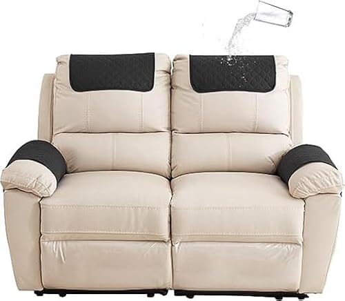 Armrest and Headrest Cover for Sofa, Recliner Chair, Leather Couch - Nonslip Waterproof Protector (Color: Noir, Size: 2-Seater Sofa/4-)