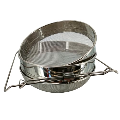 NIZEFEI Food Strainer Double Sieve Stainless Steel Honey Strainer for 5 Gallon Bucket with Up to 16.5 inches Extendable Arms