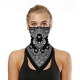 YAYOUREL Black Flowers Floral Neck Gaiter Face Mask Covering Bandanas for Men Women Summer UV Face Scarf Mask Cover Ear Loop Hole Triangle Facemask Headwear for Fishing Running Cycling Hiking