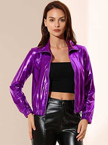 Veste de survêtement holographique aux reflets violets vibrants - 2