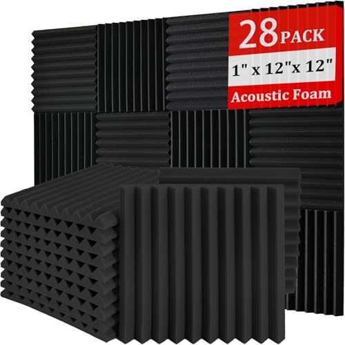 Acoustic Foam Panels 28 Pack 1' x 12'x 12' Saiqiang Soundproofing Panels Wedges for Wall Noise...