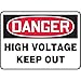 Accuform MELC127VS, 7" x 10" Adhesive Vinyl Sign with Legend: "Danger High Voltage Keep Out", Pack of 25 pcs