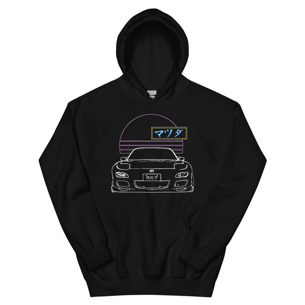 RX-7 JDM Tuner lata 90. estetyczna neonowa bluza z kapturem Miami Dreams Edition Street Racing