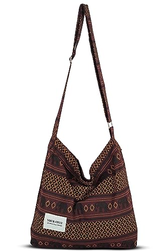 Image of Hobo Crossbody Bag for Women - Large Cotton Tote Shoulder Purse | Adjustable Strap