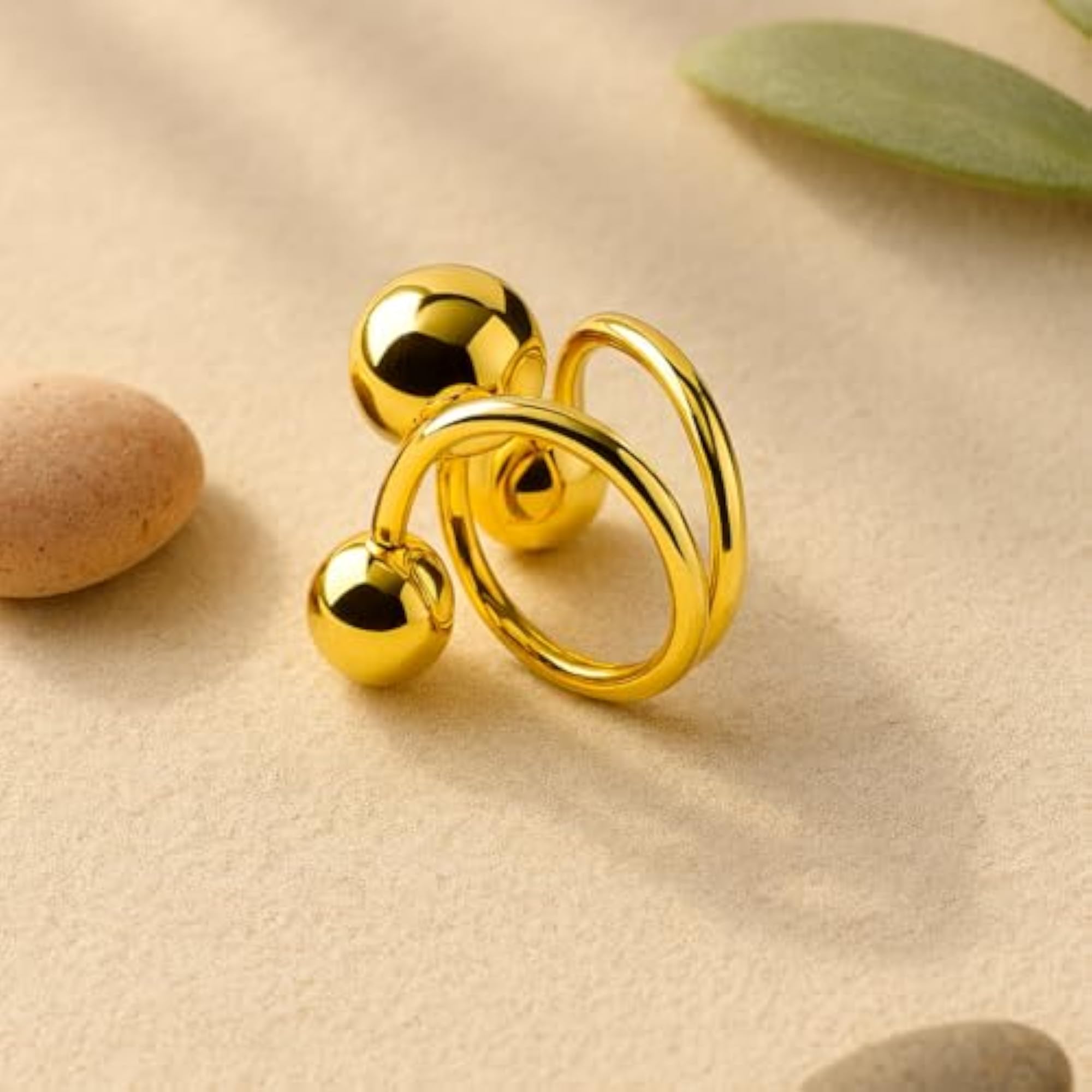 Abstract Gold Statement Sphere Ring for Women